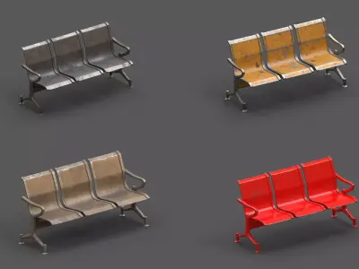 Street Bench Pack 4 Low-poly 3D model
