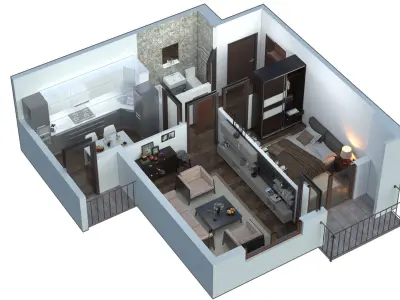 3D floor plan apartment  3D model