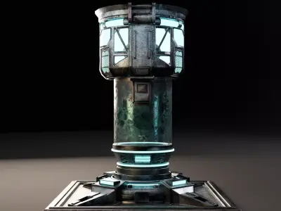 Sci-Fi Cryogenic Stasis Chamber Low-poly 3D model