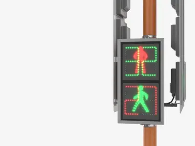 LED Traffic Light Low-poly 3D model