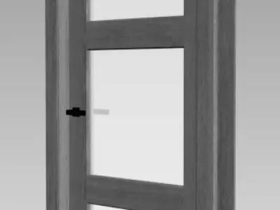 Gray oak interior glass door 3D model
