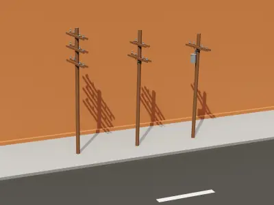 City street props assets pack Low-poly 3D model