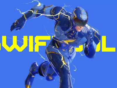 Male Superhero Game Character - Swiftbolt Low-poly 3D model