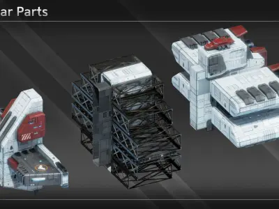 Spaceship CFS113 Superfreighter Low-poly 3D model