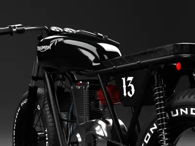 Custom Triumph Cafe Racer 3D Blender File And FBX OBJ MTL 3D model