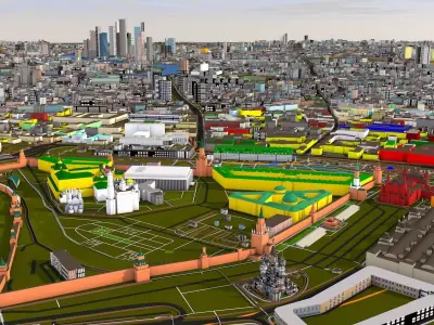 Moscow city of Russia 2021 Low-poly 3D model