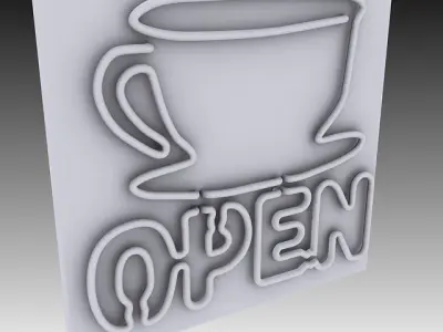 Neon Coffee Sign 3D model