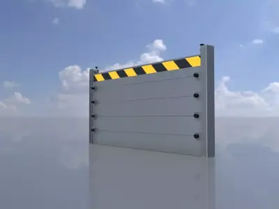 Aluminum Flood Protection Wall 1m x 2m Low-poly 3D model