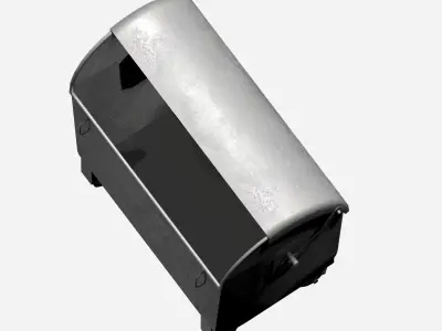 Galvanize big street garbage container with adjustable cover Low-poly 3D model