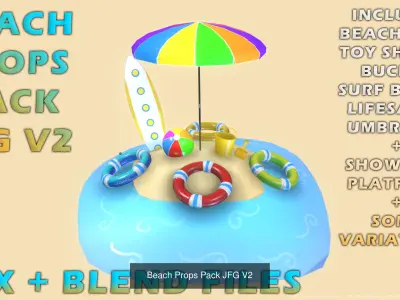 Beach Props and Clouds Collection Vol 1 3D Model Pack