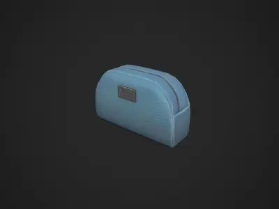 Light Blue Makeup Bag - Cosmetics Bag Low-poly 3D model
