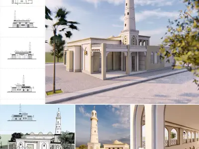 Mosque islamic design 2 3D model
