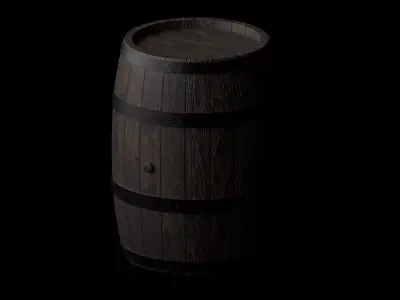  Medieval Wooden Barrel Low-poly 3D model