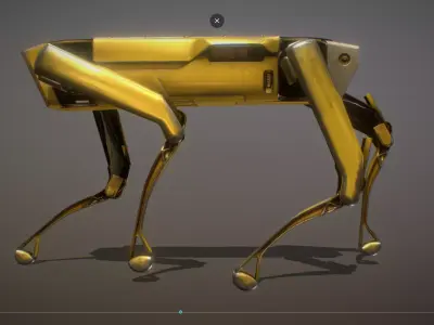 Robot Dog Rigged and animation walk Low-poly 3D model