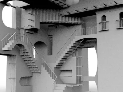 M C Escher Relativity 3D model