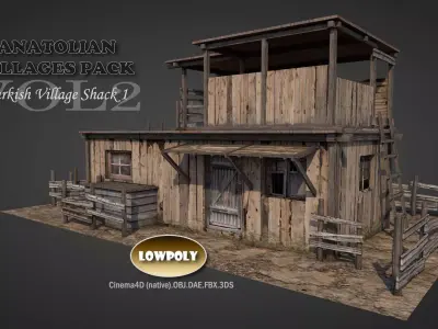 Anatolian Village Shack 1 Low-poly 3D model