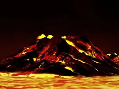 Volcano with Summer Volcano with 3D model