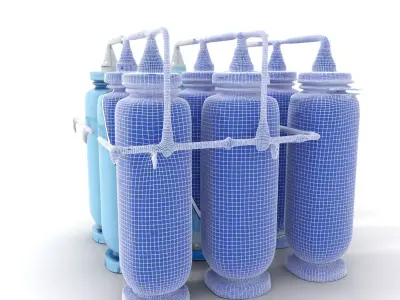 Industrial Blue Filter Tank model pack Low-poly 3D model