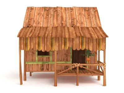 Wooden Tropical House 3D model