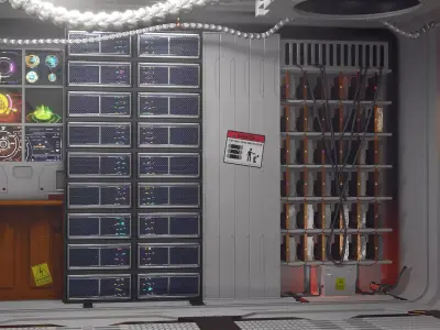 sci-fi shuttle server room textures eevee 3D model