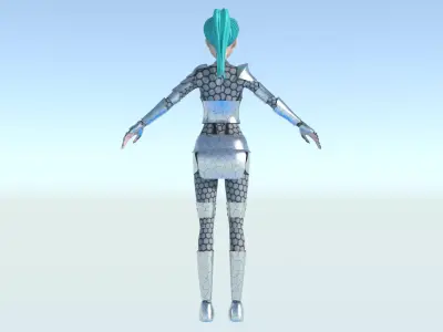 Robotic Girl vs Emerald Warrior Animation Low-poly 3D model