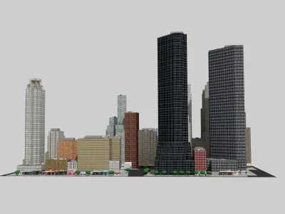 City Downtown Skyscraper Low-poly 3D model