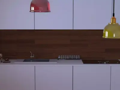 Kitchen with two pendant lights 3D model