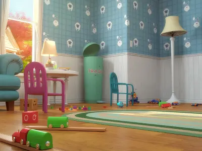 Cartoon Bedroom02 3D model