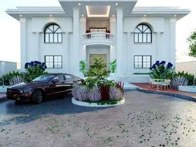 3D Architectural Model Luxury Classical Villa  High-Quality Low-poly 3D model