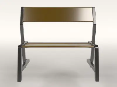 bench with metal frame 3D model