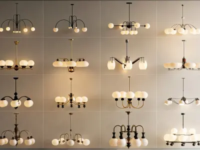 French-style vintage chandelier set 3D model