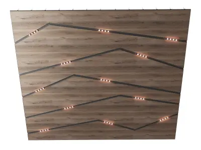 Wooden suspended ceiling with lighting 52 3D model