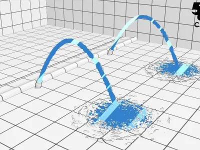 LUMION ANIMATED FOUNTAIN Jet arc fountain CHAMPAGNE FROTH FLOW 3D model