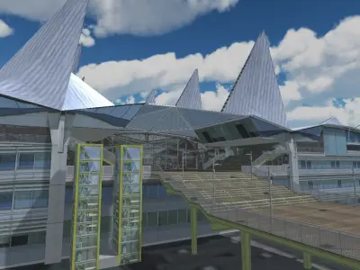 Antwerp Law Courts low-poly 3d model Low-poly 3D model