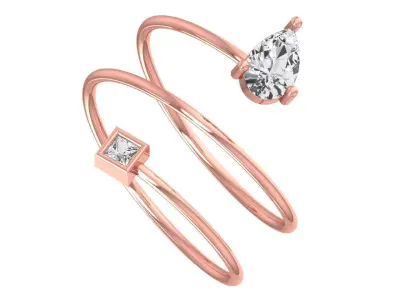 Solitaire Women Spiral Princess Pear Stone Band Ring 3D print model purchase