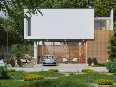 Floating Cubic Minimalist Villa PBR 3D Model 3D model