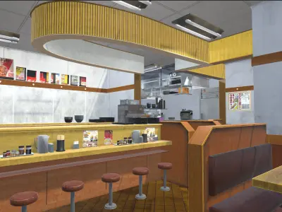 Japanese Canteen 3D Model - Unity Ready Low-poly 3D model