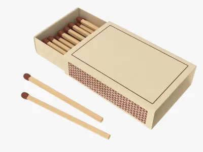 Matchbox matches in box Low-poly 3D model