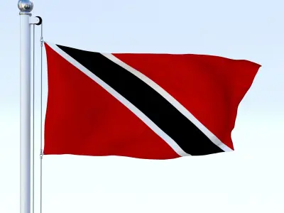 Animated Trinidad and Tobago Flag Low-poly 3D model