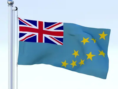 Animated Tuvalu Flag Low-poly 3D model