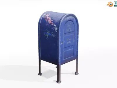 Old Rusty Mailbox with graffiti  Low-poly 3D model