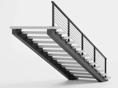Straight Staircase V4 - Modern Interior Stairs Low-poly 3D model