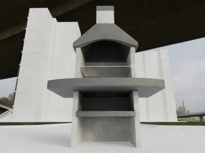 Street Furniture - Concrete Grill Barbeque 3D model