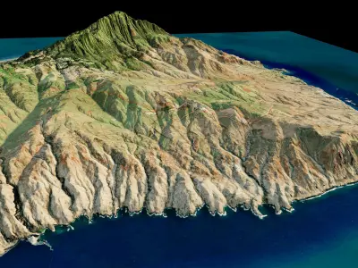 Lanai Island 3d Model terrain Low-poly 3D model