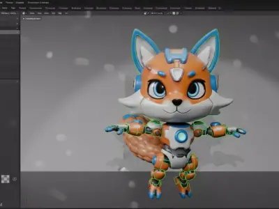 Cute Stylized Robot Fox - Cyborg Animal Character 3D Model Low-poly 3D model