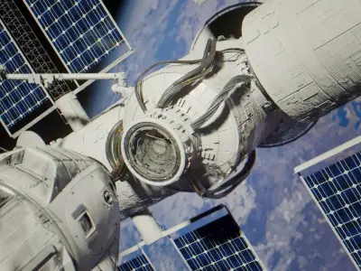 Docking spaceship animation Low-poly 3D model