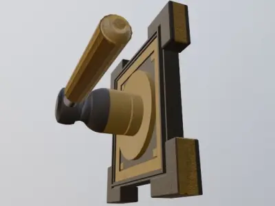 Wooden Door Handle Free 3D model