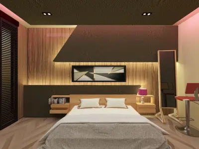 Simple Bedroom Design with and without window Low-poly 3D model