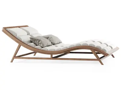 Double wooden chaise lounge  3D model