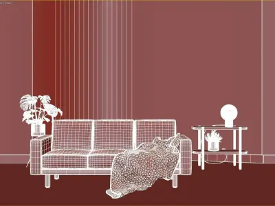 Sofa - Scandinavian style - photorealist 3D model